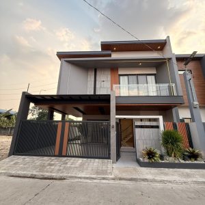 Front view of brand-new fully furnished 5-bedroom house for sale in Mabalacat near Clark with 2-car garage