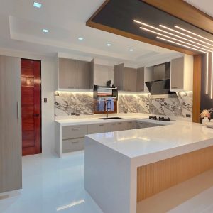 Kitchen with island of brand new house for sale in Angeles City near Clark