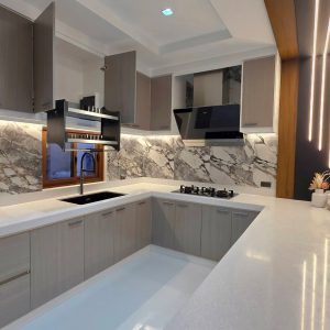 Kitchen with island of brand new house for sale in Angeles City near Clark