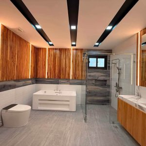 Private swimming pool of modern 5-bedroom home for sale near Clark Bathroom